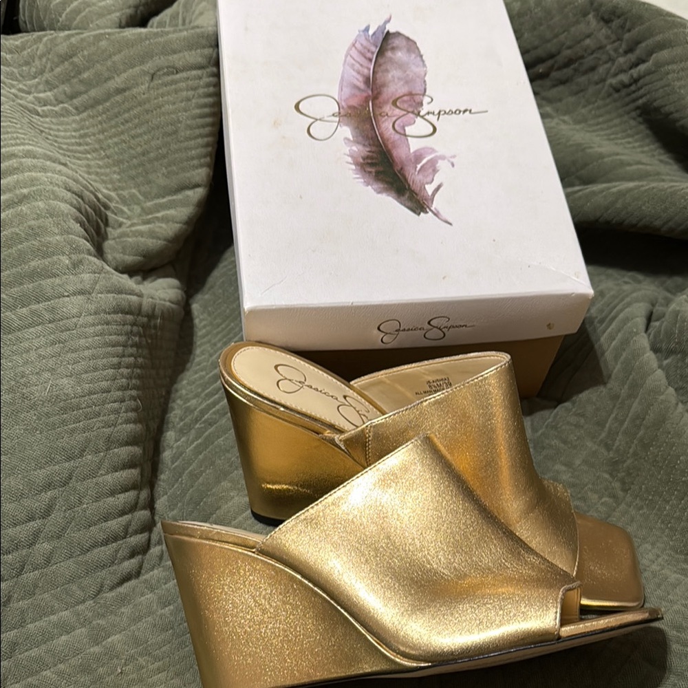 Jessica Simpson Gold Wedge Sandals